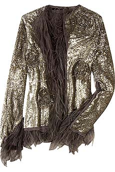 Exclusive sequined feather trimmed jacket