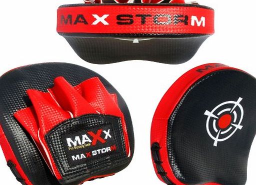 Max Sports Ltd Max Aero Gel Padded curved Smartie Focus Pads ,Hook and Jab Strike Mitts (Blk/Red Pads)
