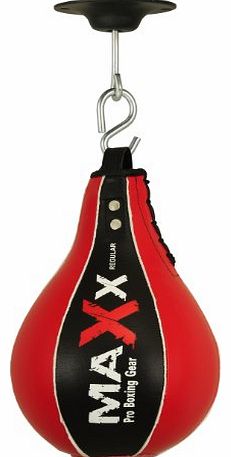 Maxx BLk/RED Genuine Leather Speed Ball & FREE Swivel Boxing Punch bag speed bag