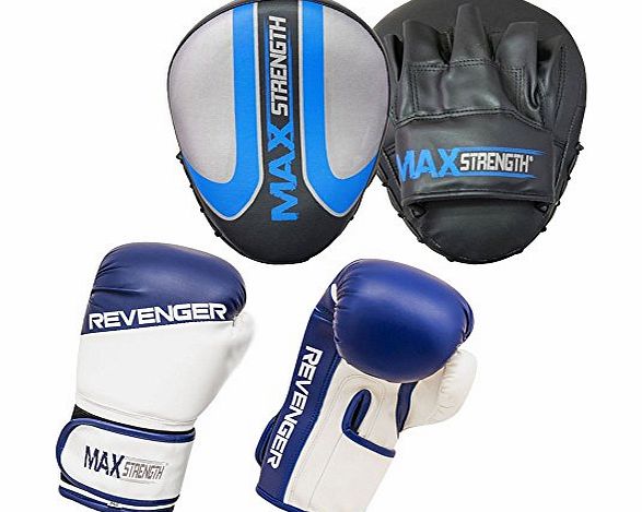Max Strength Max Focus Pad White   Blue Revenger Gloves 12oz