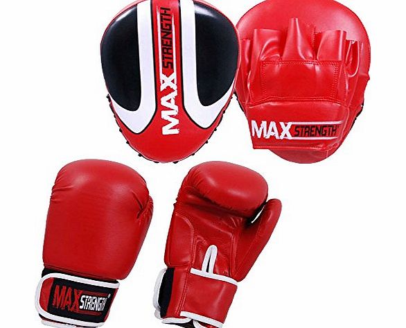 Max Strength Max red Focus Pad   Red Plain Gloves 16oz