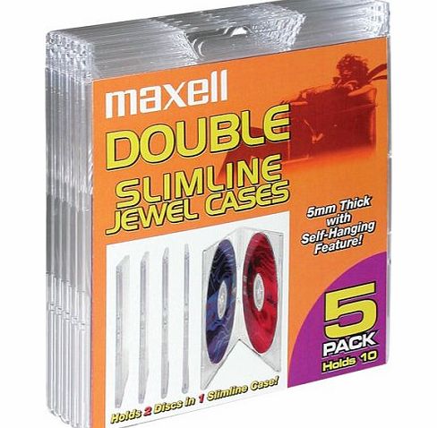 Maxell CD-391 Double Slimline Jewel Cases (5 pack)