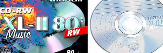 Maxell CD-RW MUSIC CD - REWRITABLE ( XL-11 80 CD RW Music) - 80 minute Blank Music CD includes Plastic Jewe