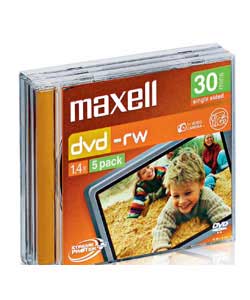 DVD-RW Cam 30 Minutes with Jewel Case - 5 Pack