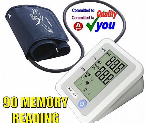 Arm Blood Pressure Monitor Electronic Digital LCD Automatic 90 Memory Readings