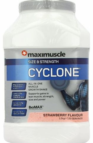  Cyclone 1.2kg Strawberry Size and Strength Shake Powder