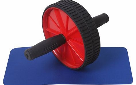 Exercise Wheel Slim Trim Power Ab Roller Pro Crunch Tonner with Knee Matt - Red/Black, 1.1 Lb