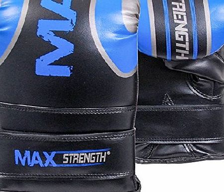 MAXSTRENGTH rex leather bag mitts white/red (Blue, Senior)