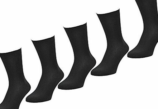 Maybury Socks Ladies Socks, 5 Pairs, 6-8 UK, 39-42 EU, Black Diabetic suitable trouser Socks