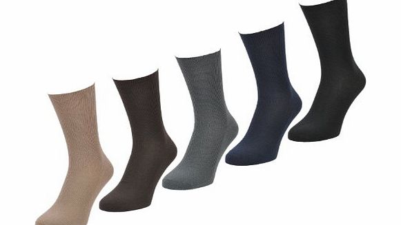 Maybury Socks Mens Socks, 5 Pairs, 9-11 UK, 43-46 EU, Mixed selection, Soft Loop cuff no-elastic Diabetic Socks