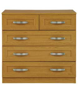 Mayfair 3 Wide 2 Narrow Drawer Chest - Medium Oak
