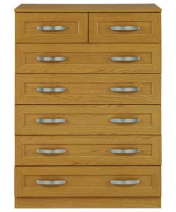 Mayfair 5 Wide 2 Narrow Drawer Chest - Medium Oak