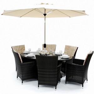 Maze Rattan ES Melbourne Patio Oval Dining Table Set