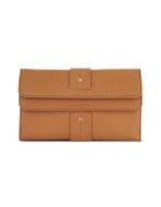 Women` Double Flap Italian Washed Leather ID Wallet
