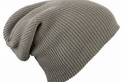 MB Oversized Baggy Fit Slouch Style Beanie Beany Cap - 6 New Colours (Light Grey Melange)
