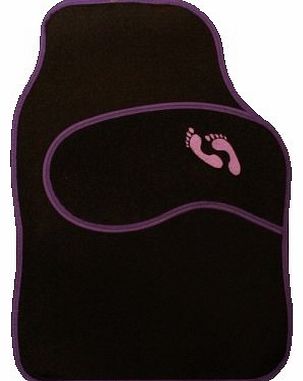 Set of 4 Car Carpet Mat Set - Feet Emblem (Pruple)