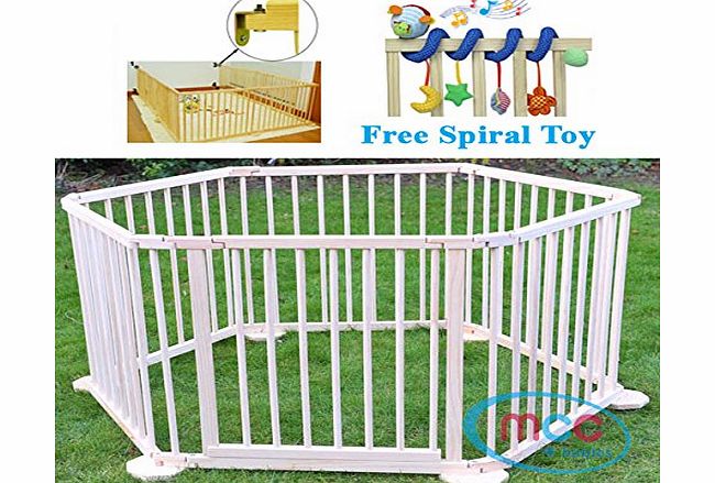 MCC LARGE HEAVY DUTY WOODEN BABY PLAYPEN 6 PANELS WITH FREE EDUCATIONAL GIFT BY MCC
