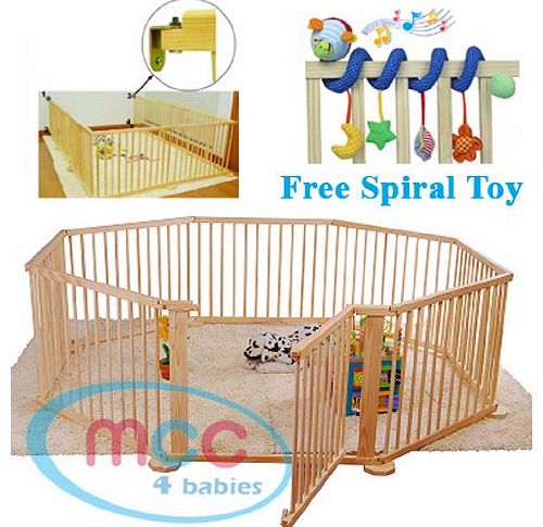 Large Heavy Duty Wooden Baby Playpen 8 panels with Free Educational gift