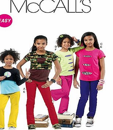 McCalls Patterns M6390 Size CHJ 7-8-10-12-14 Childrens/ Girls Tops and Pants, Pack of 1, White