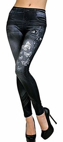 Mcitymall77 Sexy Hot Skinny Jeans Blue Printed Leggings Womens Gothic Pants