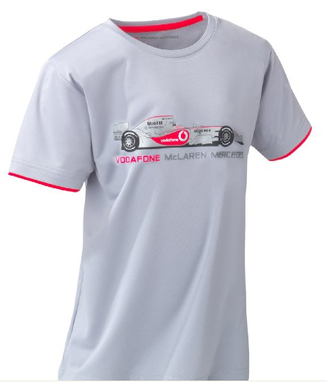 Mclaren Vodafone McLaren Mercedes Car T-Shirt Silver