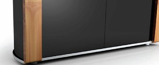 MDA Designs Sirius 850 Remote Friendly Beam Thru Glass Door Walnut / Oak Changable Panels High Gloss Piano Black with Brushed Aluminium Trim 26``-40`` LCD/Plasma/LED Cabinet TV Stand