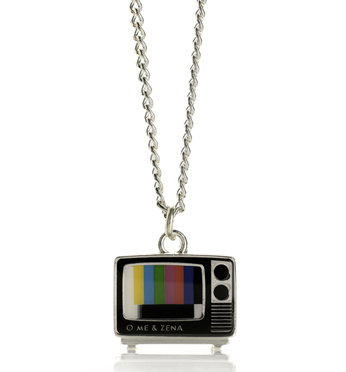 Silver Entertain Me Retro TV Necklace from Me