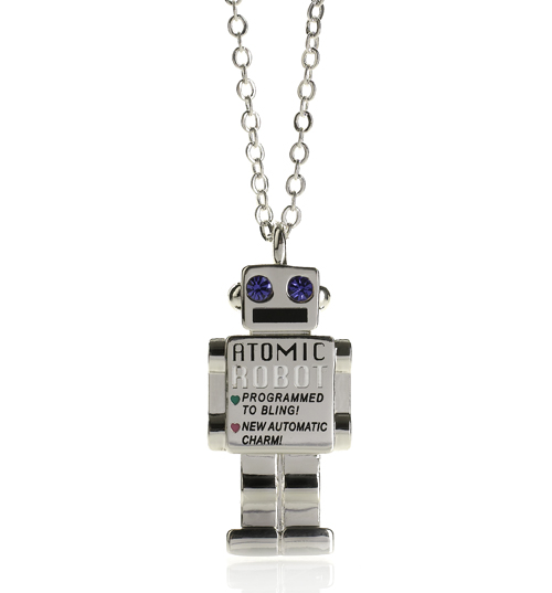 Silver Mini Robot Necklace from Me and Zena