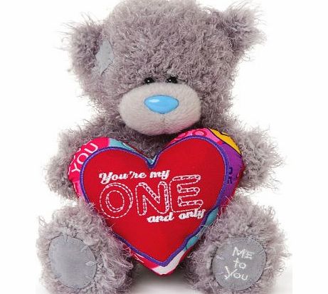 Me To You 6-inch Tatty Teddy Bear Holding a Youre My One and Only Heart Shaped Cushion (Grey)