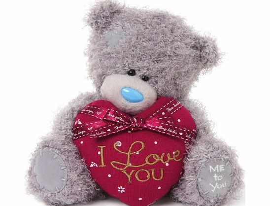 Me To You  6-inch Tatty Teddy Bear Holding a Christmas Heart Shaped I Love You Cushion Sits (Grey)