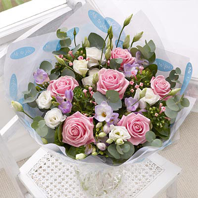 Me to You Rose and Lisianthus Hand-tied