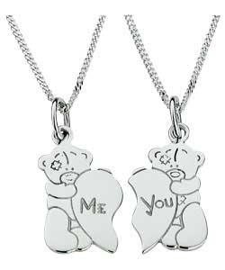 Me to You Sterling Silver Teddy Split Heart Pendant