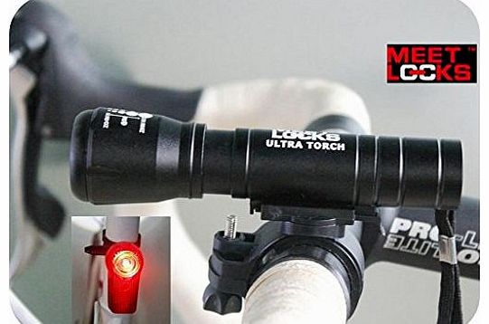 CREE Q5 240 Lumens LED UltraBike Headlight and Taillight Combination, USB Recharge Power Supports.