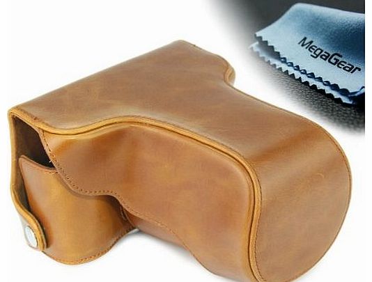 ``Ever Ready`` Protective Light Brown Leather Camera Case , Bag for Fujifilm X-E2, Fujifilm X-E1 with 18-55 Lens