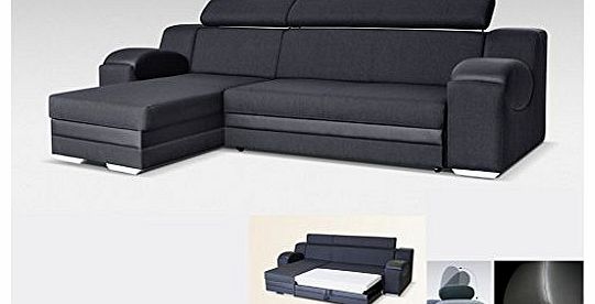 Megan Sofas UNIVERSAL HAND CORNER SOFA BED - MADRIT - BLACK- FABRIC 