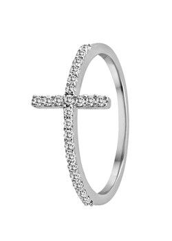 9ct Gold Diamond Set Cross Ring `1R2812 L