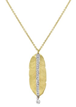 Meira T 9ct Gold Diamond Set Leaf Pendant 1N5883
