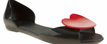 womens mel black & red fresh heart flats