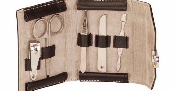 Mele Black Leather Manhattan Manicure Set by Mele