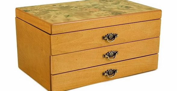 Mele Wooden Drawer Mele Jewellery Box with Rose Patterned Lid Design