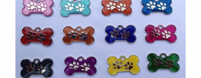 Melian Bone Shape Glitter Metal Pet Id Dog Cat Tag 28mm Various Colours from Melian - Leave your engraving details under the gift message option (Red)