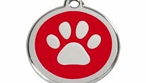 Melian DOG/PET TAG DESIGN 25mm Stainless Steel Paw RED Engraved from Melian - MESSAGE US WITH WORDING REQUIRED * FREE POST *