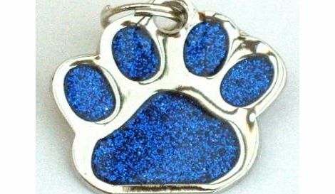 Melian Glitter Pet Tag Blue Paw Print Design 26mm S/Steel From Melian - MESSAGE US WITH TEXT REQUIRED