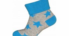 Melton Toddler Boys Blue ABS Stars Turn Up Socks