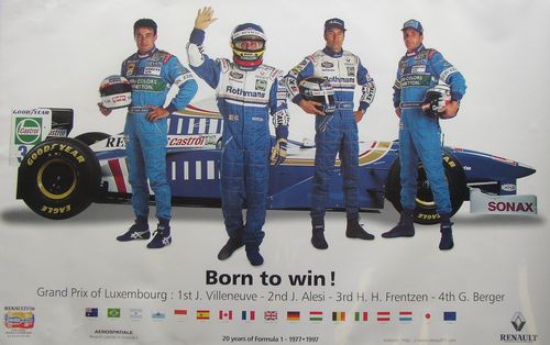 Memorabilia Posters Renault Born To Win Hill-Villeneuve-Alesi-Berger Poster
