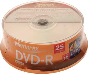 memorex DVD-R 4.7GB 16x Professional - Cakebox - 25 Pack