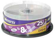 memorex DVD-R 4.7GB 16x Speed - Printable Discs - Cakebox - 25 Pack