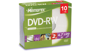 memorex DVD-RW 4.7GB - 10 pack slim jewel case 2x