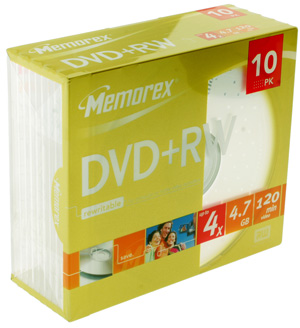 Memorex DVD RW 4.7GB 1x-4x - In Slim Jewel Case - 10 Pack