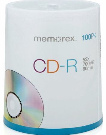 Memorex M00286 CD-R 52x 100 Pack Cakebox